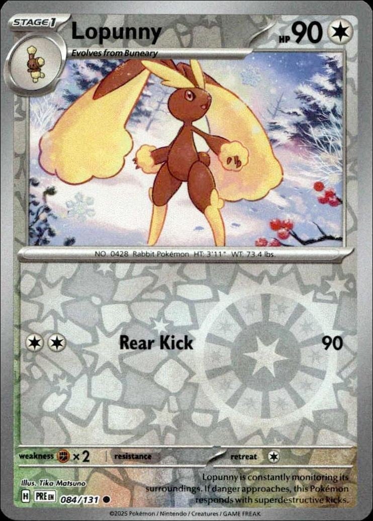 Lopunny 2025 Pokémon Prismatic Evolutions #084/131 Pokémon Card - Front 2025 Pokémon Prismatic Evolutions Lopunny #084/131 Pokémon card front