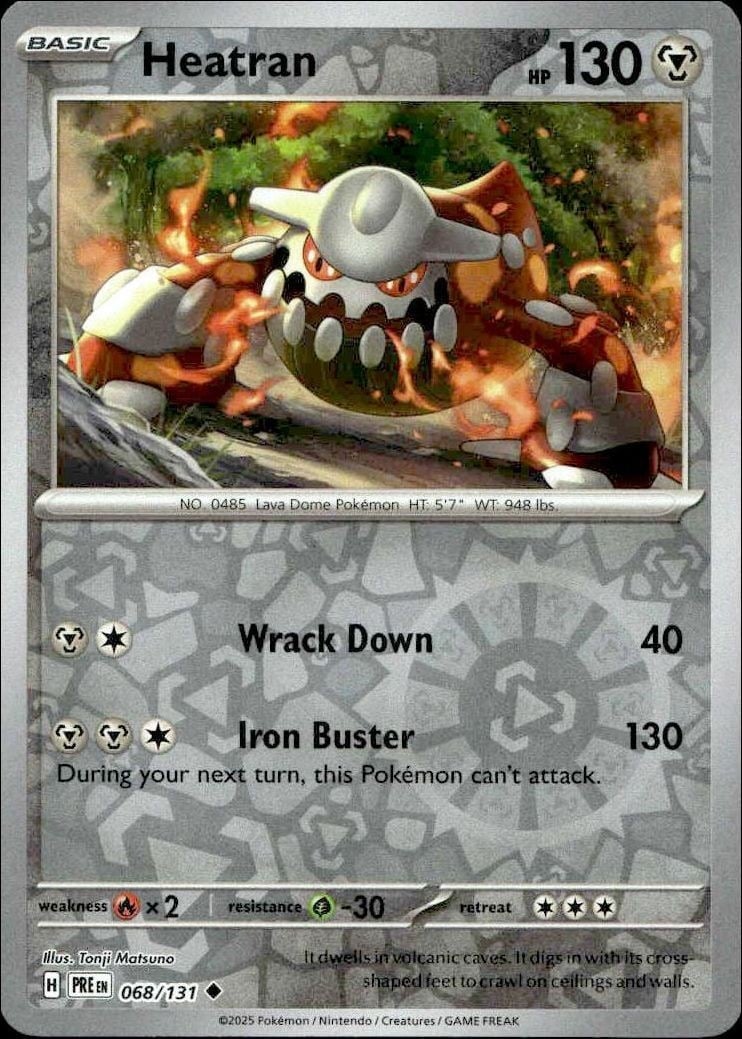 Heatran 2025 Pokémon Prismatic Evolutions #068/131 Pokémon Card - Front 2025 Pokémon Prismatic Evolutions Heatran #068/131 Pokémon card front