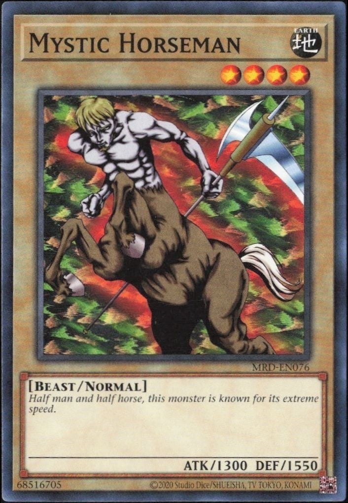 Mystic Horseman 2023 Yu-Gi-Oh! Metal Raiders #MRD-EN076 Yu-Gi-Oh! Card - Front 2023 Yu-Gi-Oh! Metal Raiders Mystic Horseman #MRD-EN076 Yu-Gi-Oh! card front