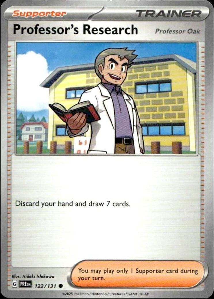 Professor's Research 2025 Pokémon Prismatic Evolutions #122/131 Pokémon Card - Front 2025 Pokémon Prismatic Evolutions Professor's Research #122/131 Pokémon card front