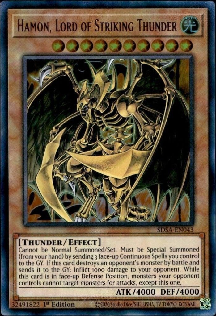 2020-21 Yu-Gi-Oh Structure Deck: Sacred Beasts Hamon, Lord Of Striking Thunder #SDSA-EN043 trading card