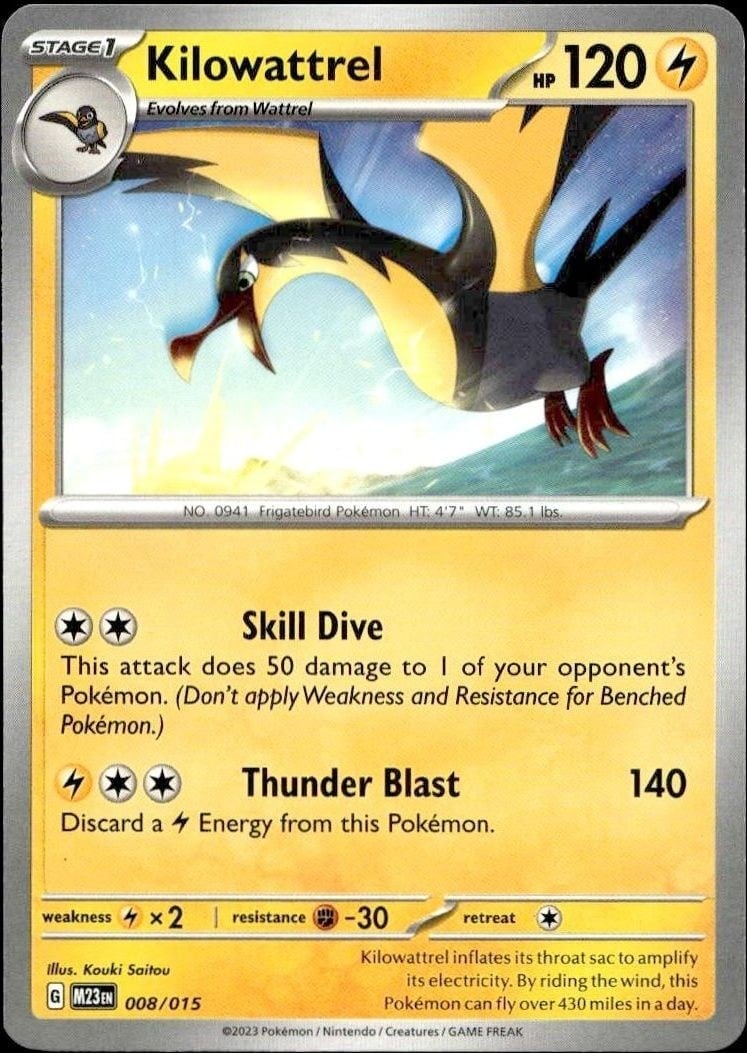 Kilowattrel 2023 Pokémon McDonald's Collection #008/015 Pokémon Card - Front 2023 Pokémon McDonald's Collection Kilowattrel #008/015 Pokémon card front