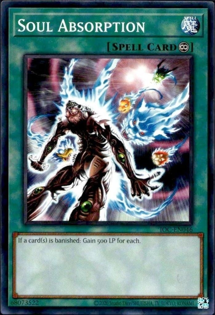 Soul Absorption 2023 Yu-Gi-Oh! Invasion of Chaos #IOC-EN046 Yu-Gi-Oh! Card - Front 2023 Yu-Gi-Oh! Invasion of Chaos Soul Absorption #IOC-EN046 Yu-Gi-Oh! card front