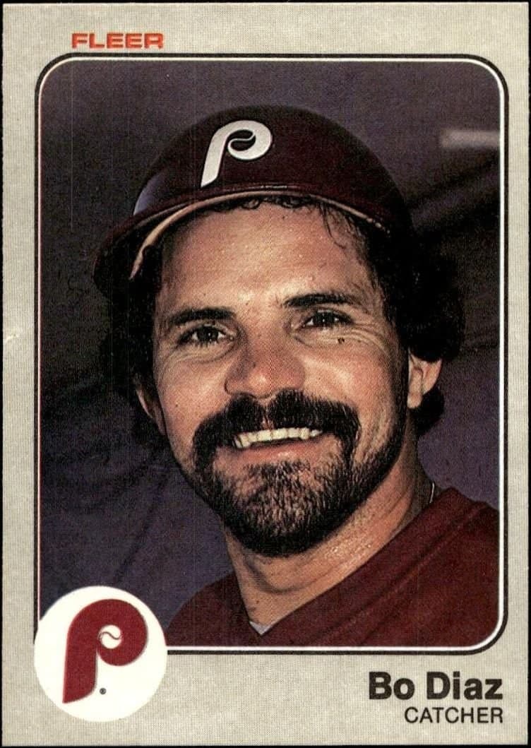 Bo Diaz 1983 Fleer Bo Diaz #160 baseball trading card front
