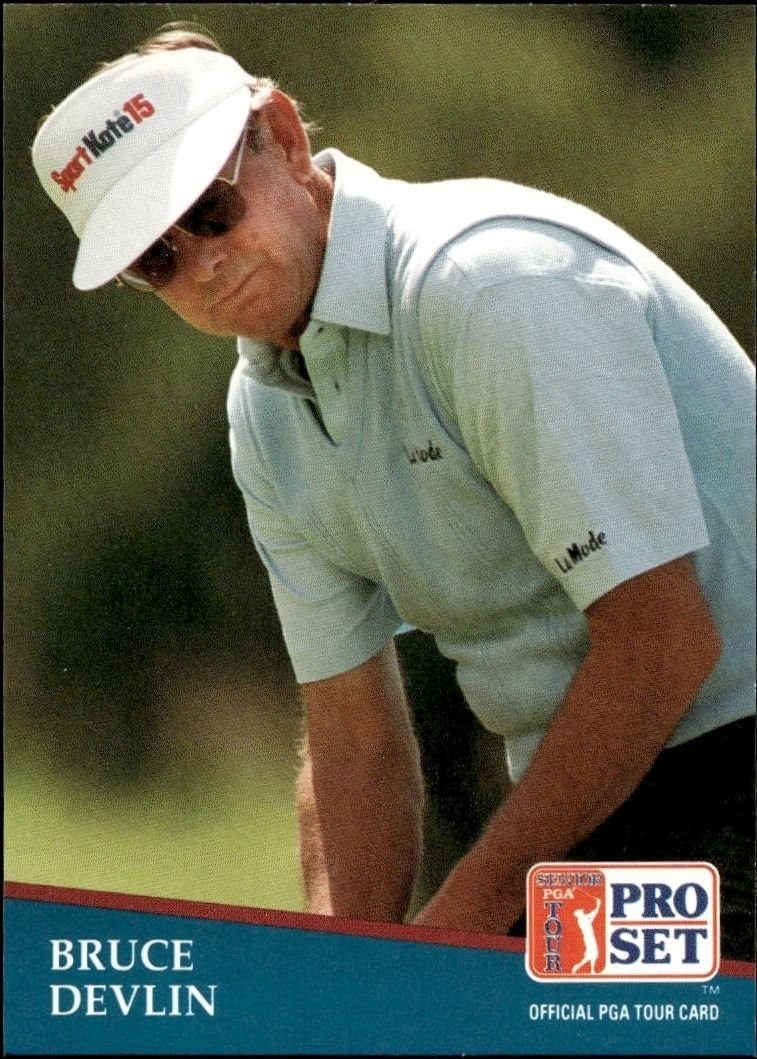 Bruce Devlin 1991 Pro Set Pga Tour #197 Golf Trading Card - Front 1991 Pro Set Pga Tour Bruce Devlin #197 golf trading card front