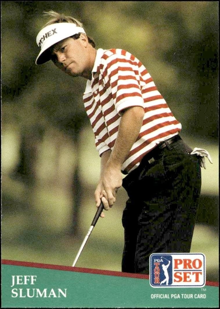 Jeff Sluman 1991 Pro Set Pga Tour #1 Golf Trading Card - Front 1991 Pro Set Pga Tour Jeff Sluman #1 golf trading card front