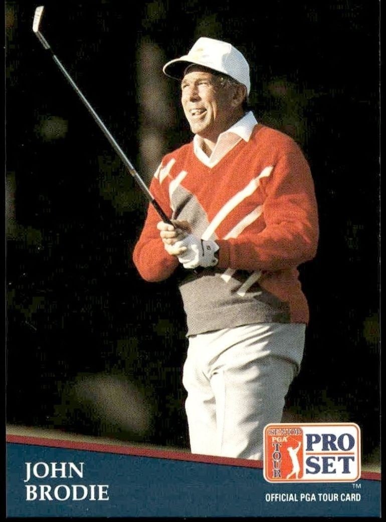 John Brodie 1991 Pro Set Pga Tour #256 Golf Trading Card - Front 1991 Pro Set Pga Tour John Brodie #256 golf trading card front