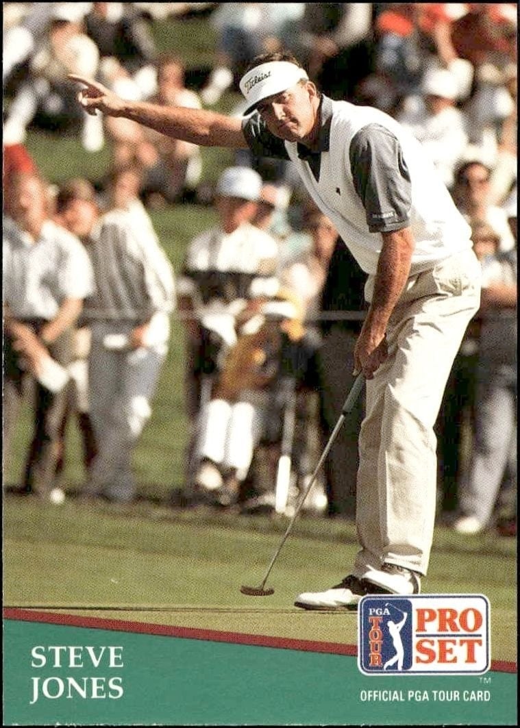 Steve Jones 1991 Pro Set Pga Tour #141 Golf Trading Card - Front 1991 Pro Set Pga Tour Steve Jones #141 golf trading card front