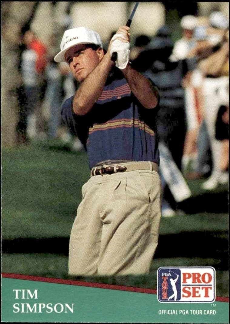 Tim Simpson 1991 Pro Set Pga Tour #128 Golf Trading Card - Front 1991 Pro Set Pga Tour Tim Simpson #128 golf trading card front