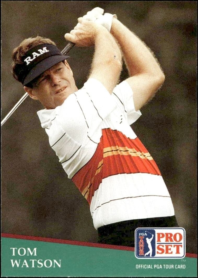 Tom Watson 1991 Pro Set Pga Tour #41 Golf Trading Card - Front 1991 Pro Set Pga Tour Tom Watson #41 golf trading card front