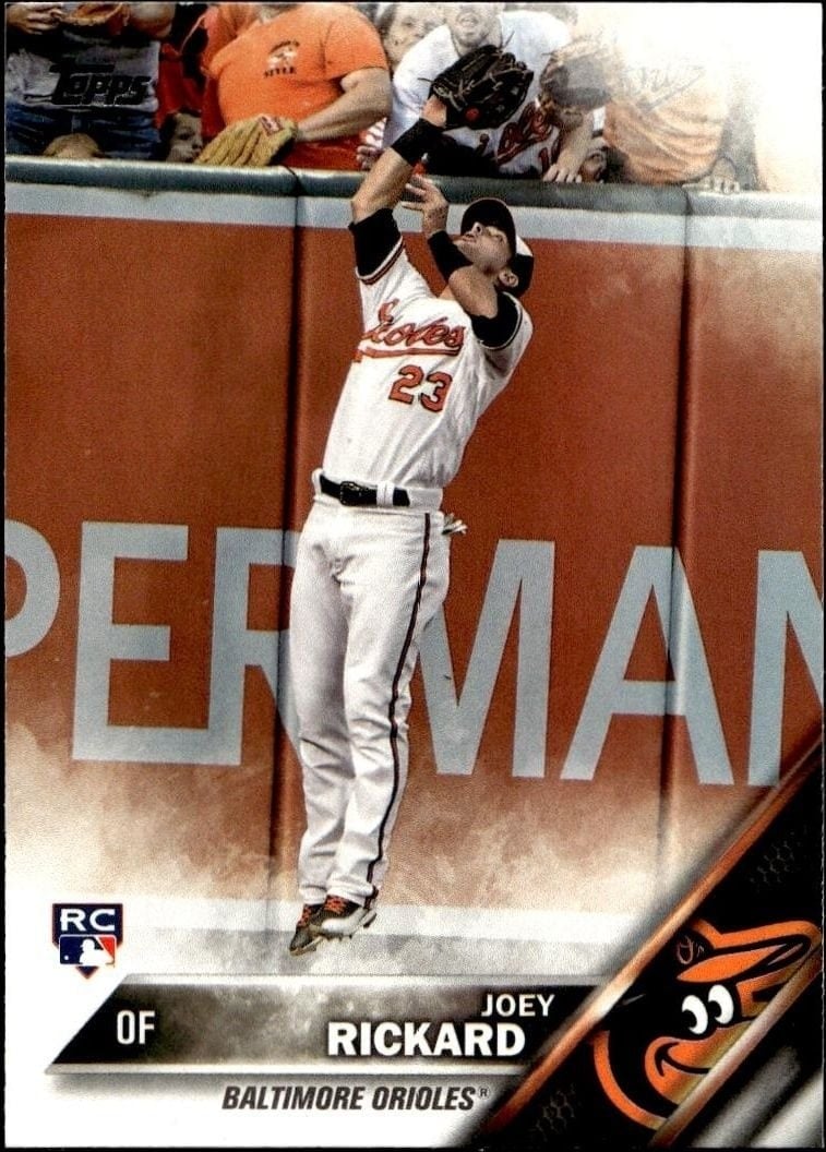 Joey Rickard 2016 Topps Update #US105 Baseball Trading Card - Front 2016 Topps Update Joey Rickard #US105 baseball trading card front