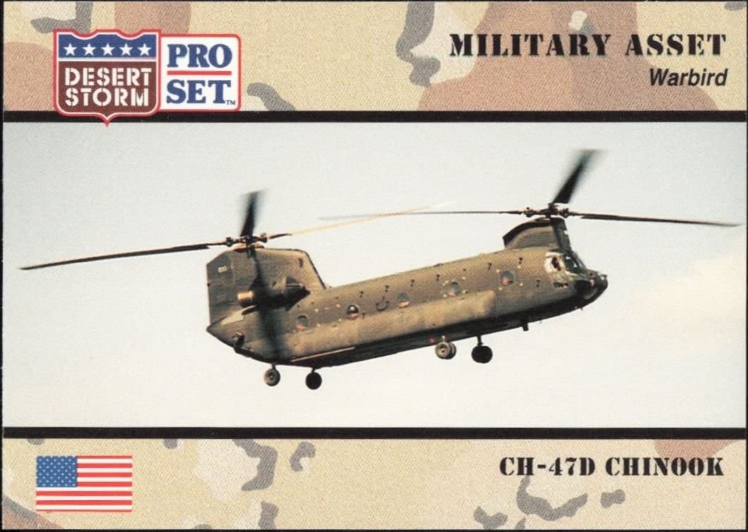 CH-47D Chinnok 1991 Pro Set Desert Storm #245 Military Trading Card - Front 1991 Pro Set Desert Storm CH-47D Chinnok #245 military trading card front