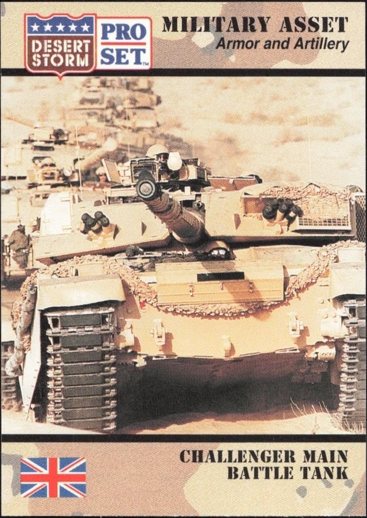 Challenger Main Battle Tank 1991 Pro Set Desert Storm #201 Military Trading Card - Front 1991 Pro Set Desert Storm Challenger Main Battle Tank #201 military trading card front