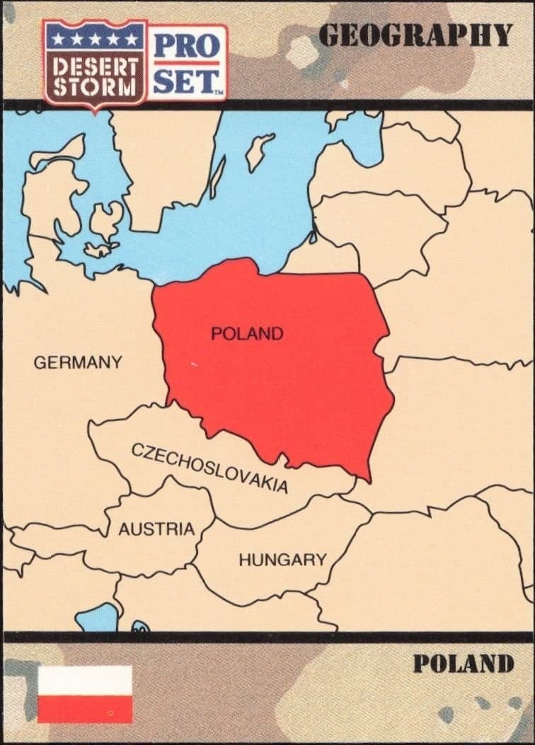 Poland 1991 Pro Set Desert Storm #46 Military Trading Card - Front 1991 Pro Set Desert Storm Poland #46 military trading card front