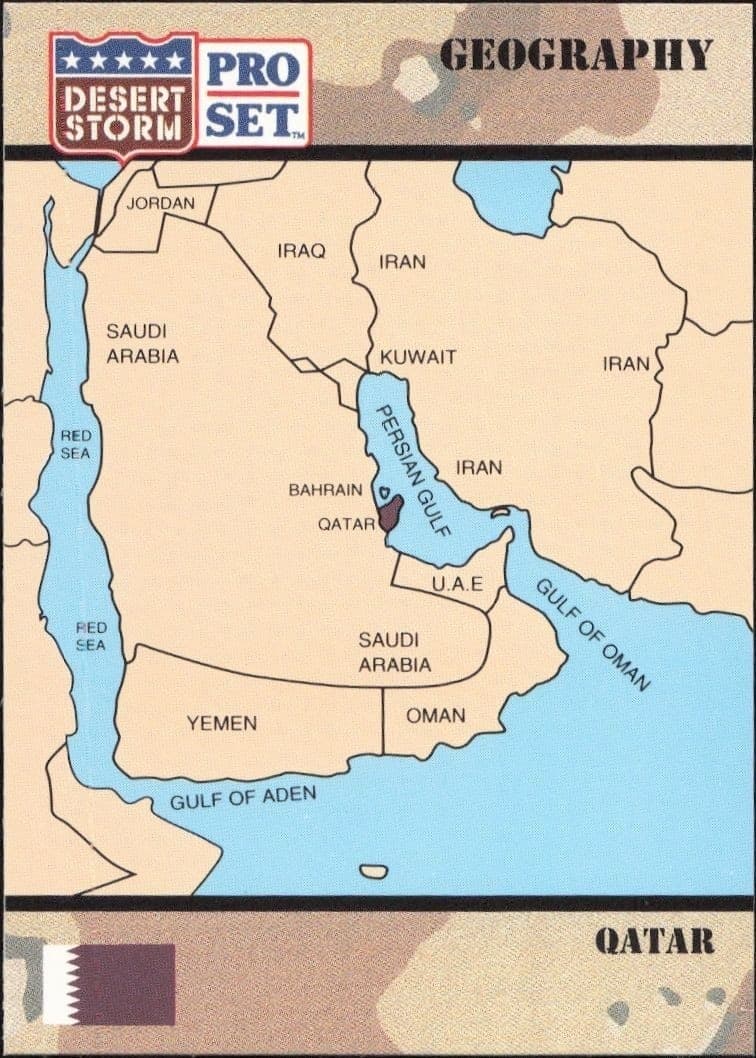 Qatar 1991 Pro Set Desert Storm #48 Military Trading Card - Front 1991 Pro Set Desert Storm Qatar #48 military trading card front