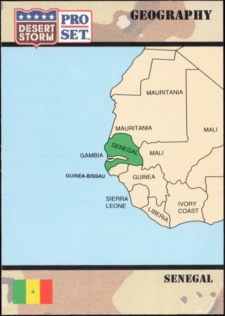 Senegal 1991 Pro Set Desert Storm #51 Military Trading Card - Front 1991 Pro Set Desert Storm Senegal #51 military trading card front