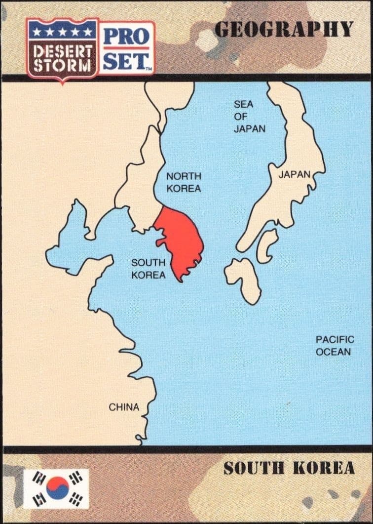 South Korea 1991 Pro Set Desert Storm #53 Military Trading Card - Front 1991 Pro Set Desert Storm South Korea #53 military trading card front