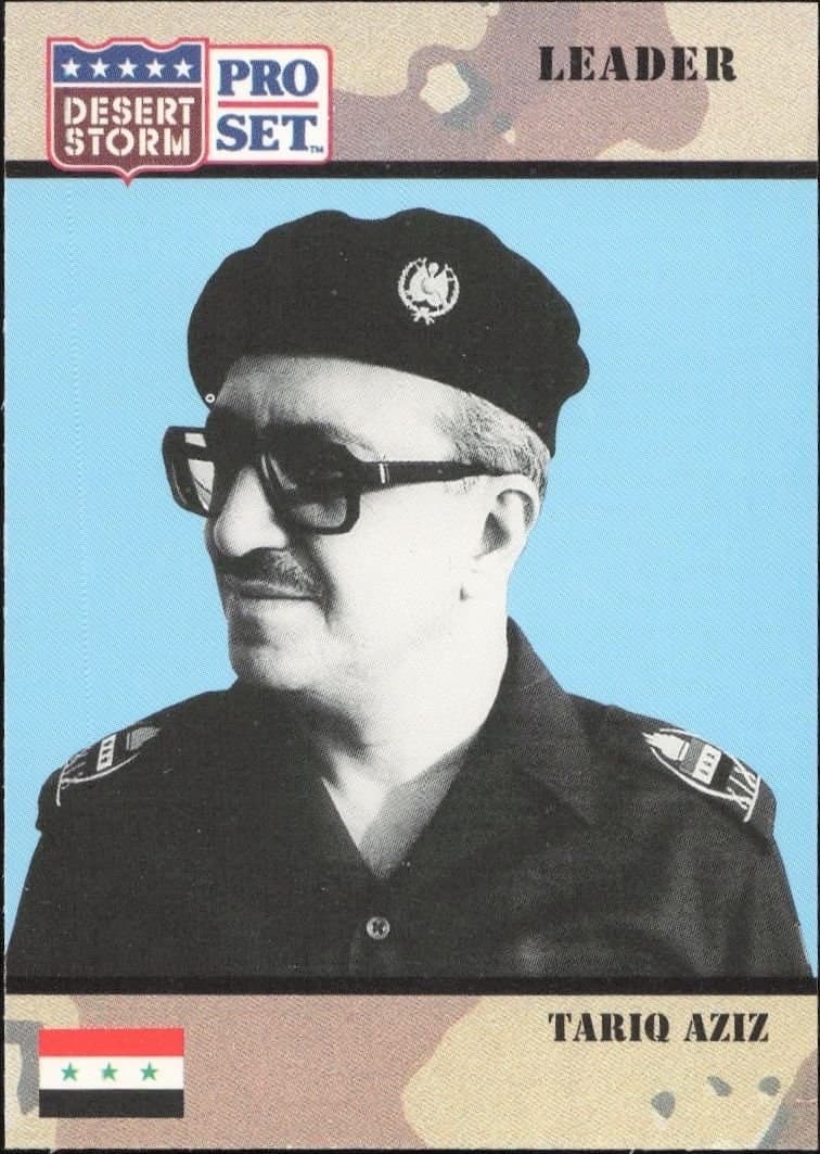 Tariq Aziz 1991 Pro Set Desert Storm #68 Military Trading Card - Front 1991 Pro Set Desert Storm Tariq Aziz #68 military trading card front