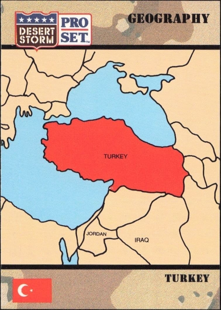 Turkey 1991 Pro Set Desert Storm #60 Military Trading Card - Front 1991 Pro Set Desert Storm Turkey #60 military trading card front