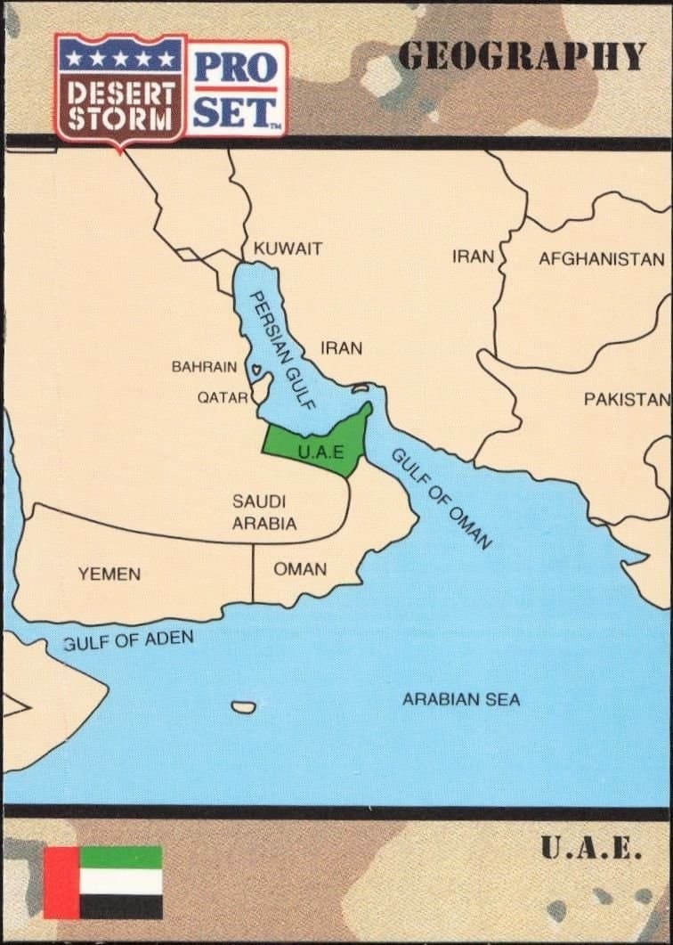 U.A.E. 1991 Pro Set Desert Storm #61 Military Trading Card - Front 1991 Pro Set Desert Storm U.A.E. #61 military trading card front