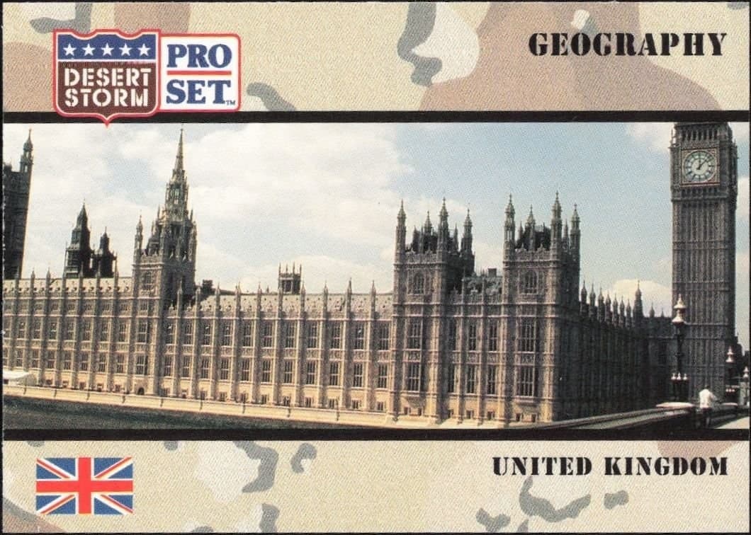 United Kingdom 1991 Pro Set Desert Storm #62 Military Trading Card - Front 1991 Pro Set Desert Storm United Kingdom #62 military trading card front