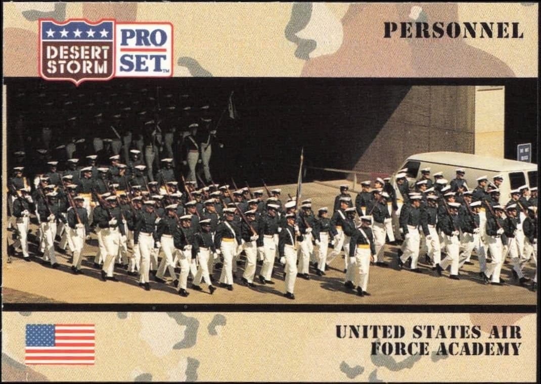 United States Air Force Academy 1991 Pro Set Desert Storm #123 Military Trading Card - Front 1991 Pro Set Desert Storm United States Air Force Academy #123 military trading card front