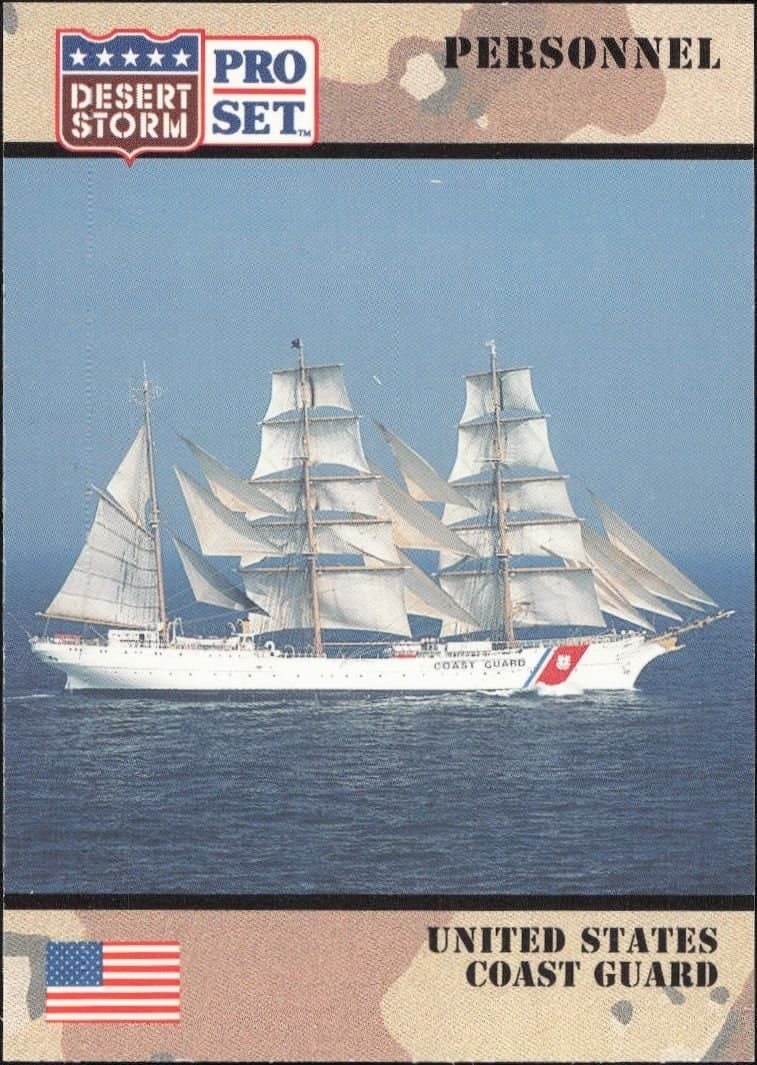 United States Coast Guard 1991 Pro Set Desert Storm #120 Military Trading Card - Front 1991 Pro Set Desert Storm United States Coast Guard #120 military trading card front