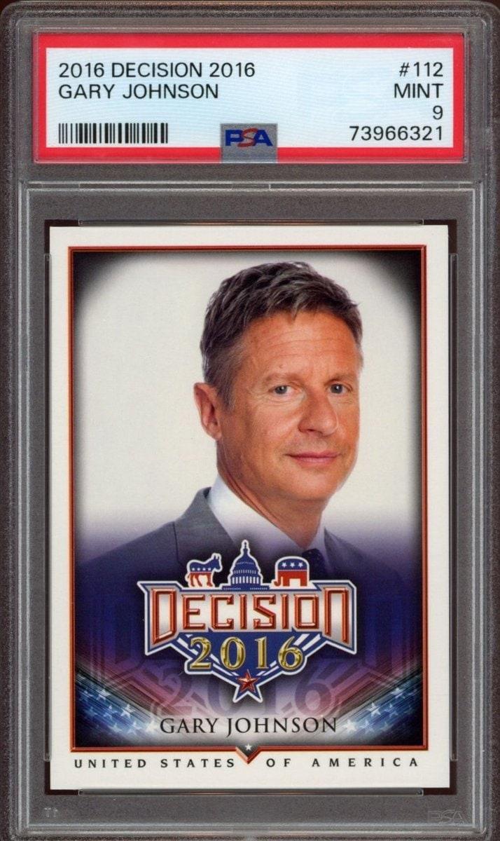 Gary Johnson 2016 Leaf Decision #112 Political Trading Card - Front 2016 Leaf Decision Gary Johnson #112 political trading card front