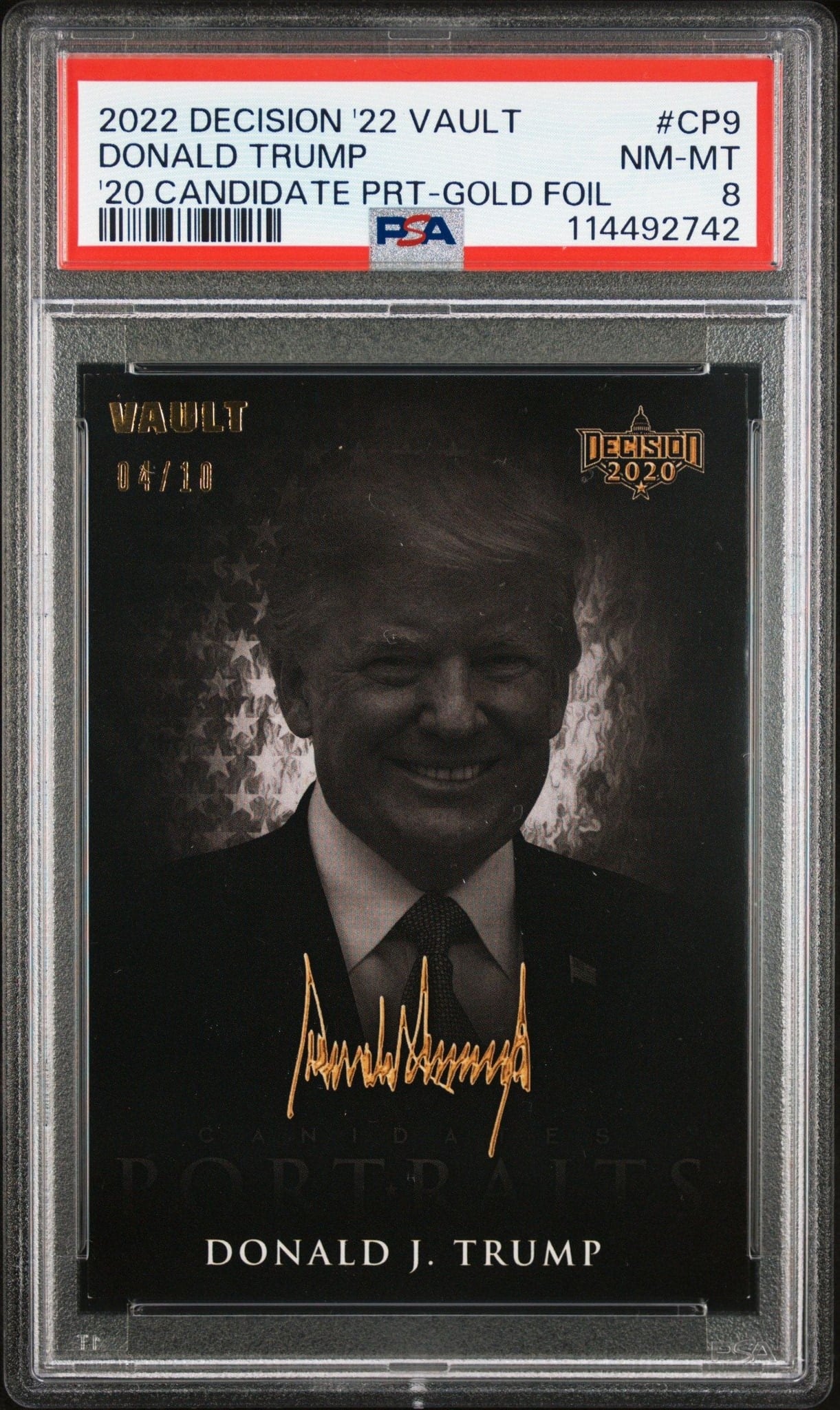 Donald Trump 2022 Leaf Decision Vault #CP9 Political Trading Card - Front 2022 Leaf Decision Vault Donald Trump #CP9 political trading card front