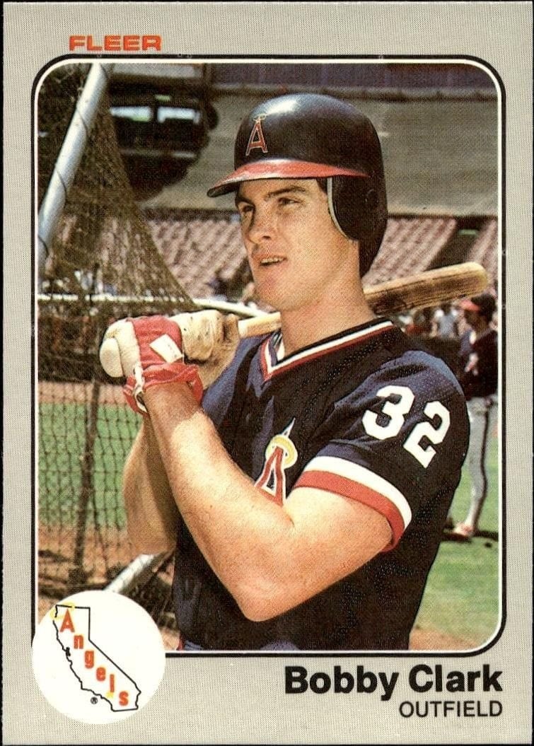Bobby Clark 1983 Fleer #82 Baseball Trading Card - Front 1983 Fleer Bobby Clark #82 baseball trading card front