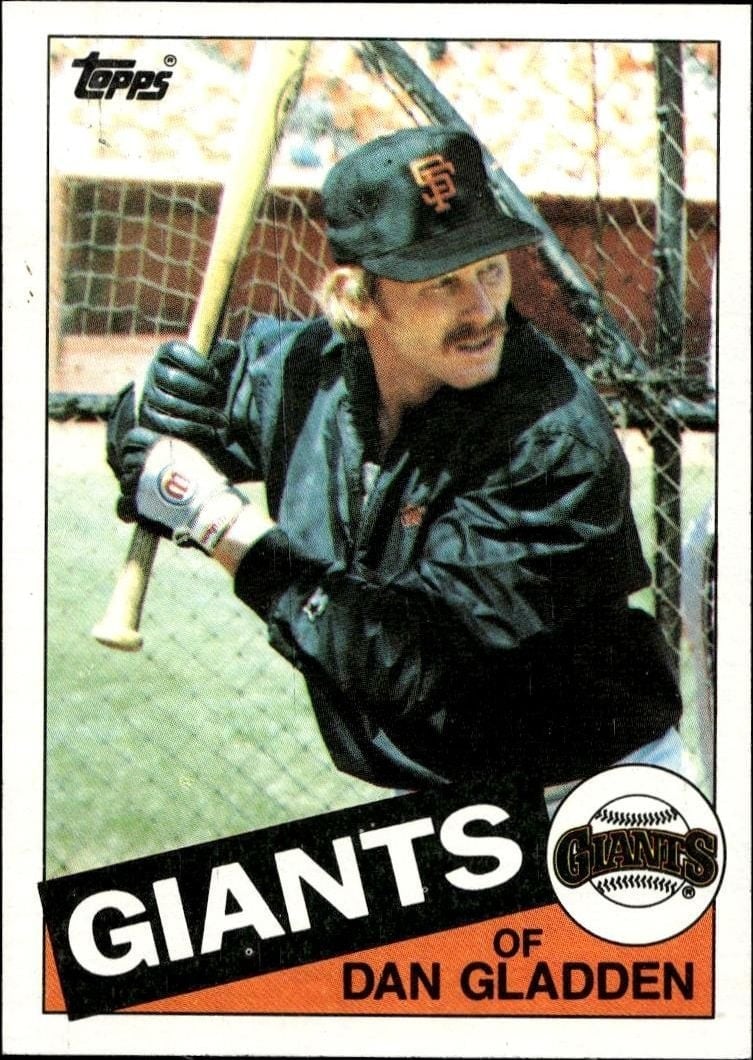 Dan Gladden 1985 Topps #386 Baseball Trading Card - Front 1985 Topps Dan Gladden #386 baseball trading card front