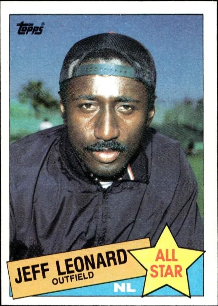 Jeff Leonard 1985 Topps #718 Baseball Trading Card - Front 1985 Topps Jeff Leonard #718 baseball trading card front