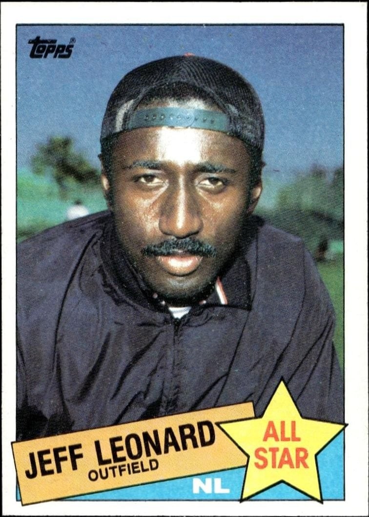 Jeff Leonard 1985 Topps #718 Baseball Trading Card - Front 1985 Topps Jeff Leonard #718 baseball trading card front