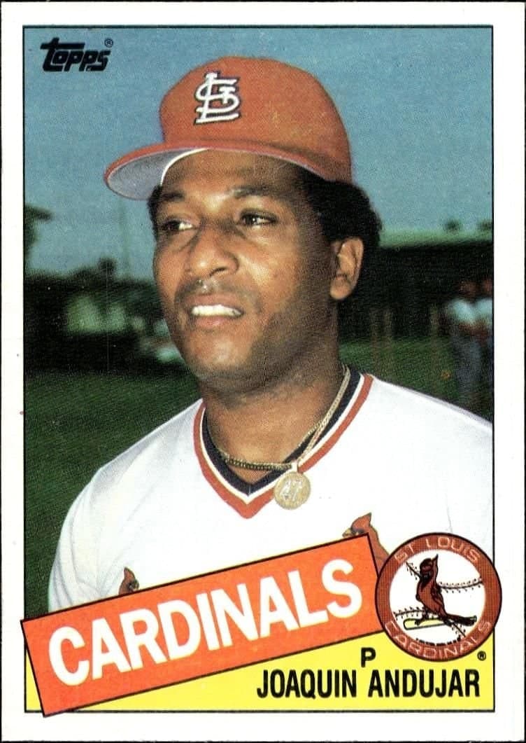 Joaquin Andujar 1985 Topps #38 Baseball Trading Card - Front 1985 Topps Joaquin Andujar #38 baseball trading card front