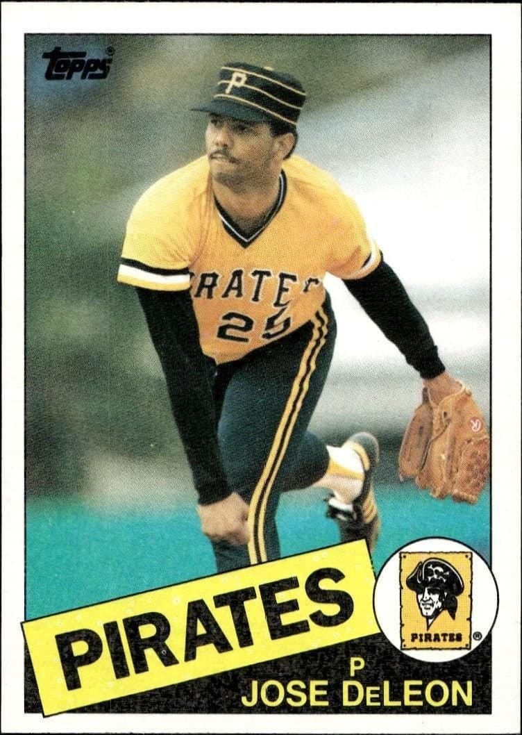 Jose DeLeon 1985 Topps #385 Baseball Trading Card - Front 1985 Topps Jose DeLeon #385 baseball trading card front
