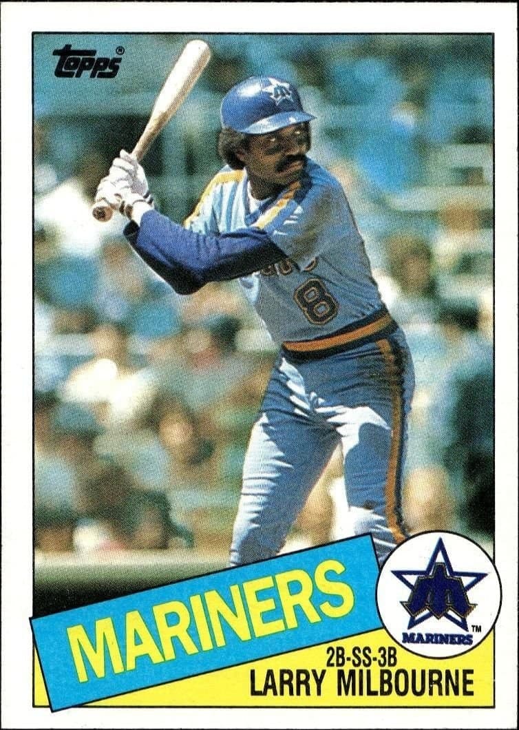 Larry Milbourne 1985 Topps #754 Baseball Trading Card - Front 1985 Topps Larry Milbourne #754 baseball trading card front