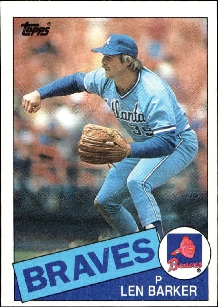 Len Barker 1985 Topps #557 Baseball Trading Card - Front 1985 Topps Len Barker #557 baseball trading card front
