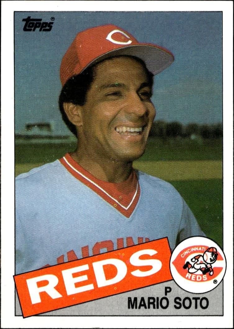 Mario Soto 1985 Topps #495 Baseball Trading Card - Front 1985 Topps Mario Soto #495 baseball trading card front