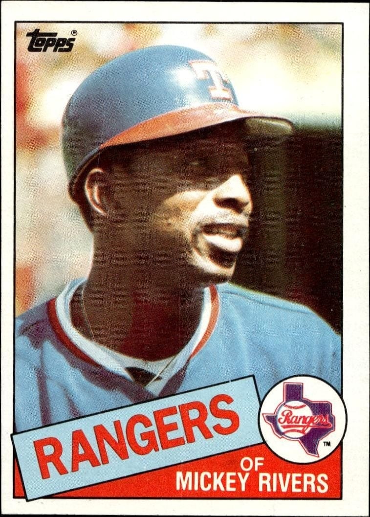 Mickey Rivers 1985 Topps #371 Baseball Trading Card - Front 1985 Topps Mickey Rivers #371 baseball trading card front