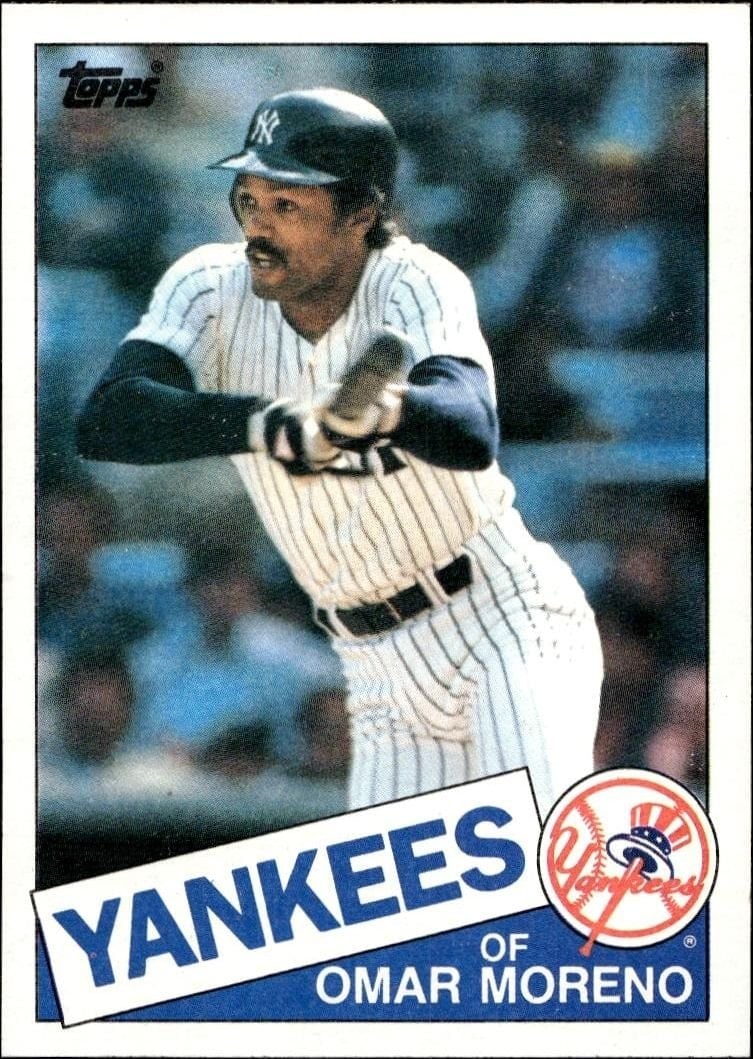 Omar Moreno 1985 Topps #738 Baseball Trading Card - Front 1985 Topps Omar Moreno #738 baseball trading card front