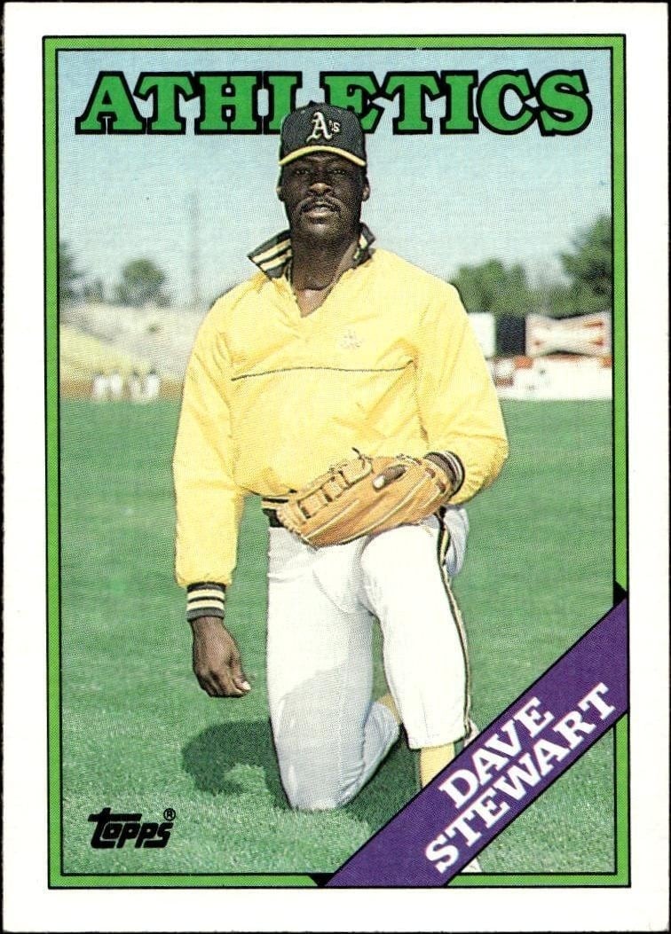 Dave Stewart 1988 Topps #476 Baseball Trading Card - Front 1988 Topps Dave Stewart #476 baseball trading card front