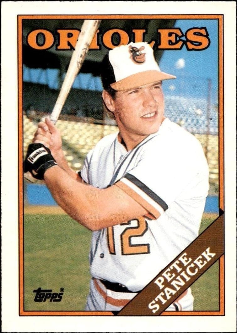 Pete Stanicek 1988 Topps Traded #114T Baseball Trading Card - Front 1988 Topps Traded Pete Stanicek #114T baseball trading card front