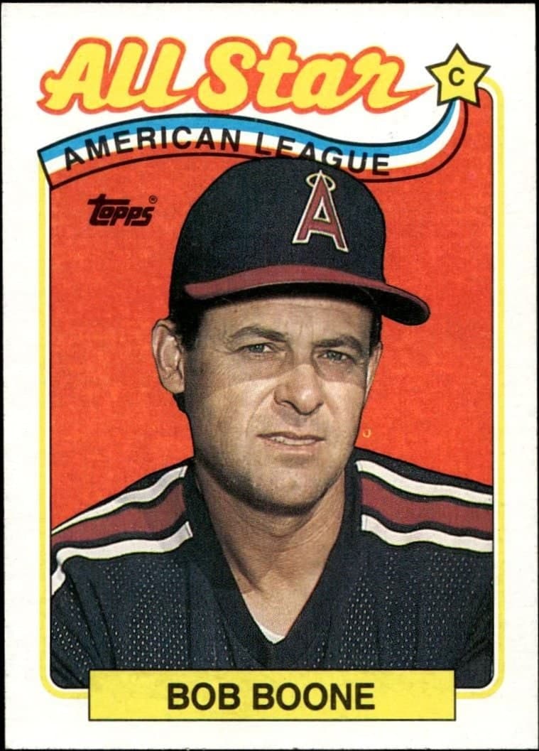 Bob Boone 1989 Topps #404 Baseball Trading Card - Front 1989 Topps Bob Boone #404 baseball trading card front