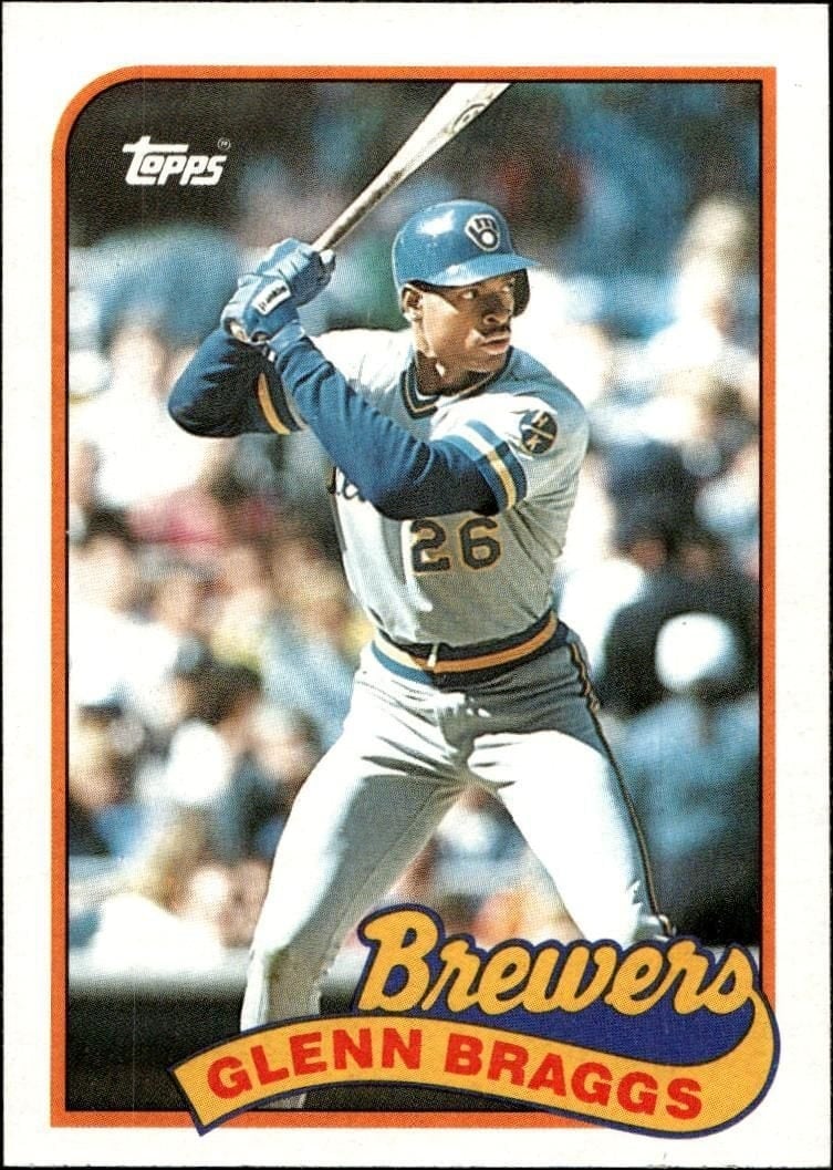 Glenn Braggs 1989 Topps #718 Baseball Trading Card - Front 1989 Topps Glenn Braggs #718 baseball trading card front