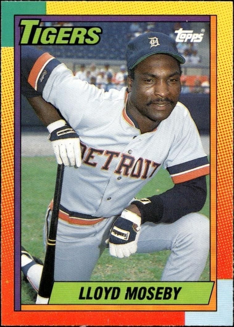 Lloyd Moseby 1990 Topps Traded #77T Baseball Trading Card - Front 1990 Topps Traded Lloyd Moseby #77T baseball trading card front