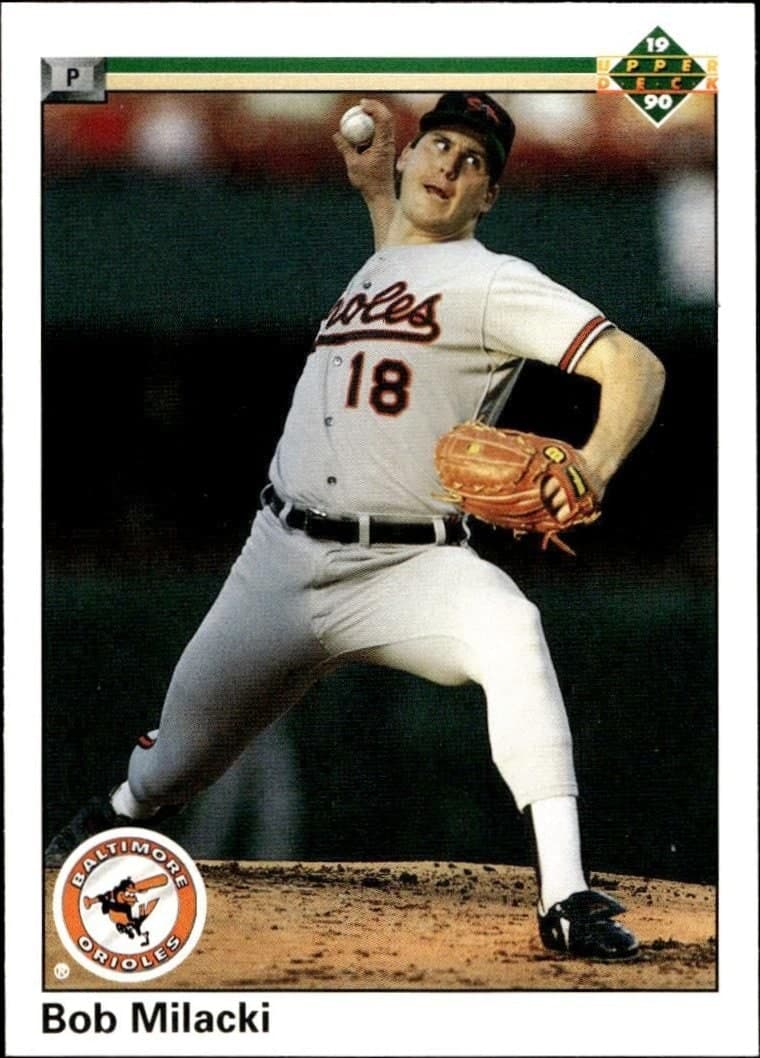 Bob Milacki 1990 Upper Deck #635 Baseball Trading Card - Front 1990 Upper Deck Bob Milacki #635 baseball trading card front