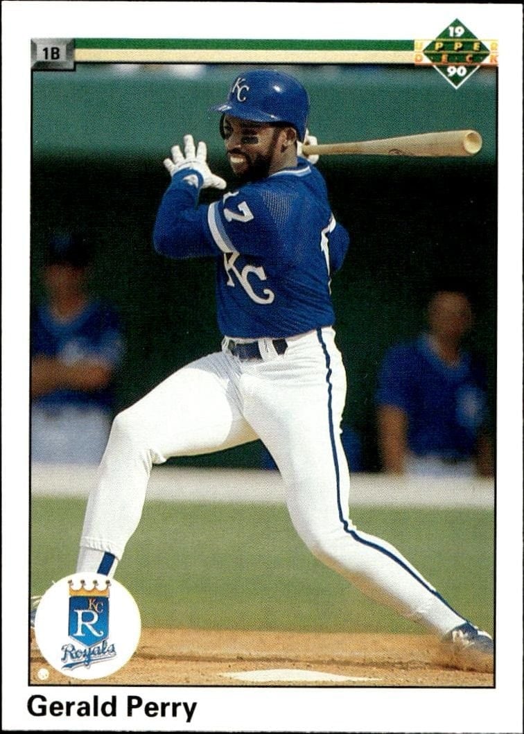 Gerald Perry 1990 Upper Deck #707 Baseball Trading Card - Front 1990 Upper Deck Gerald Perry #707 baseball trading card front