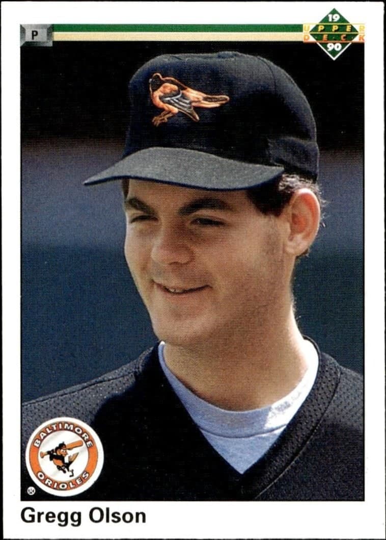 Gregg Olson 1990 Upper Deck #604 Baseball Trading Card - Front 1990 Upper Deck Gregg Olson #604 baseball trading card front