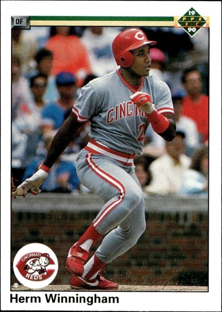 Herm Winningham 1990 Upper Deck #589 Baseball Trading Card - Front 1990 Upper Deck Herm Winningham #589 baseball trading card front