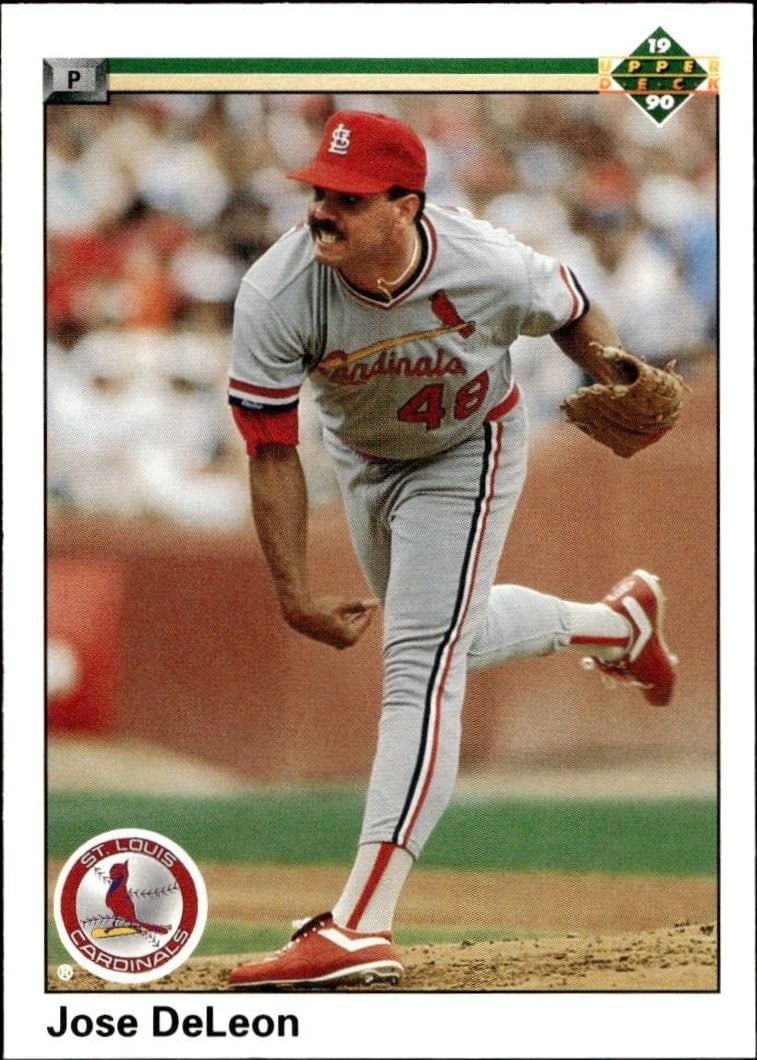 Jose DeLeon 1990 Upper Deck #697 Baseball Trading Card - Front 1990 Upper Deck Jose DeLeon #697 baseball trading card front